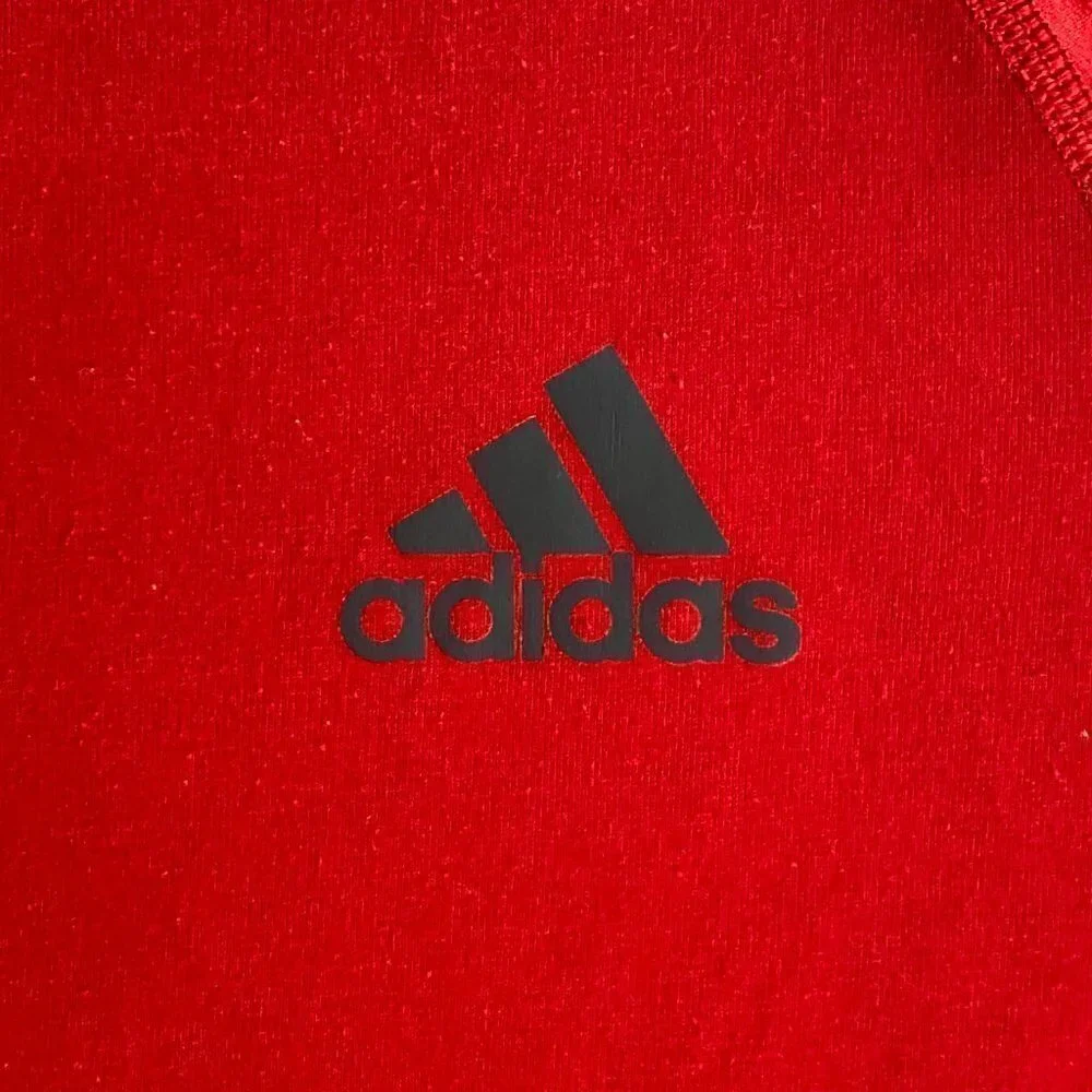 Adidas Mens Shirt Climalite Grove United Soccer Patch Red Short Sleeve Size M